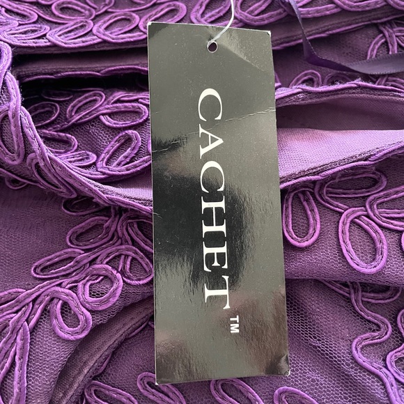 Cachet Purple Embroidered Tulle Trumpet Gown - Picture 12 of 16